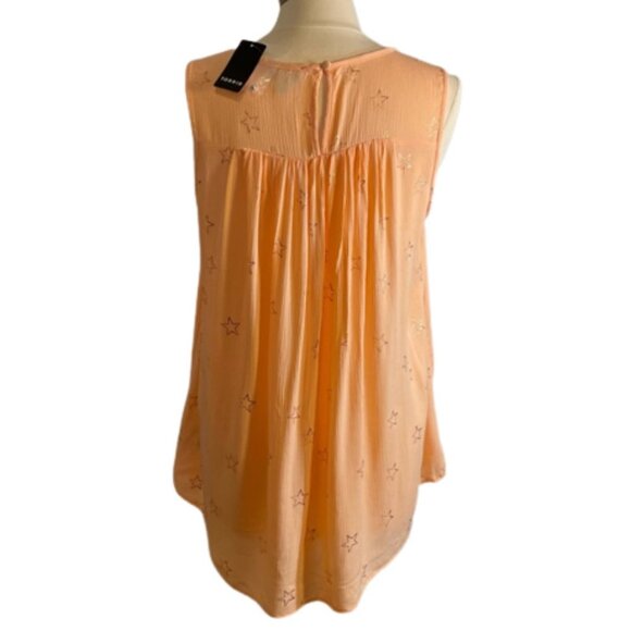 NWT Torrid Peach Stars Gauze Smocked Tank Size 0X - Picture 6 of 8